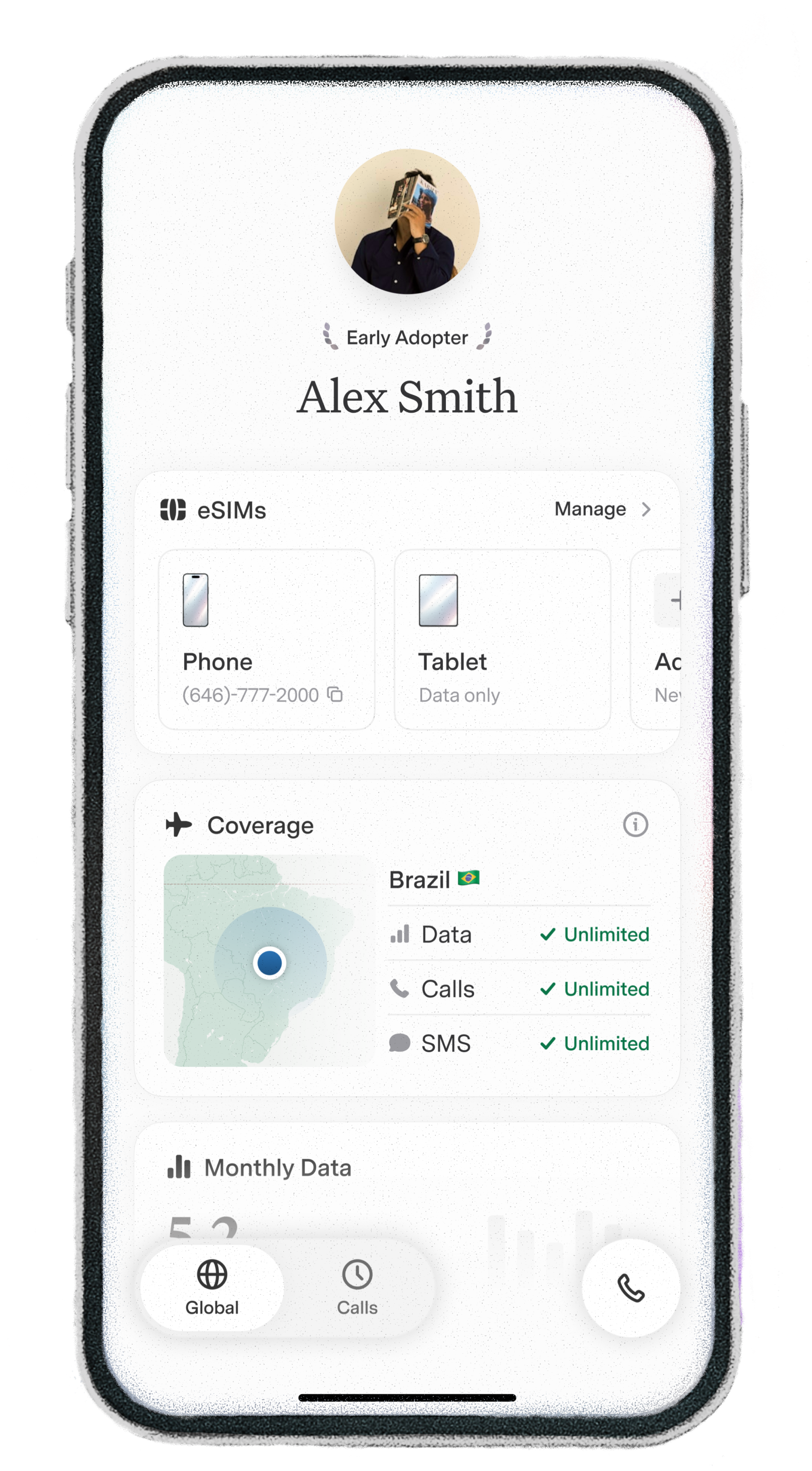 The Popcorn app showing a global plan with worldwide coverage